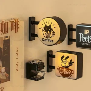 Retro Coffee Corner Glowing Light Sign Fridge Magnet