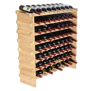 SucceBuy Stackable Modular Bamboo Wine Rack Display Shelf