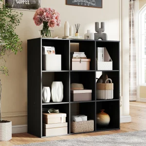 JHK Wooden 9 Cube Storage Organizer  Bookcase