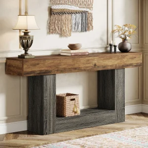 Tribesigns 63" Farmhouse 2-Tier Entryway Table