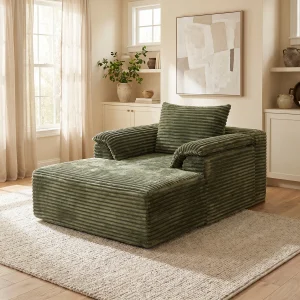 67" Oversized Corduroy Fabric Sofa Bed/ Lounge Chair,