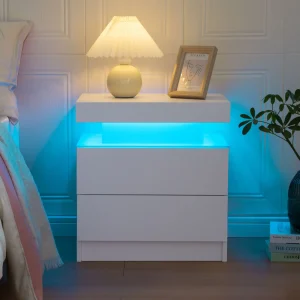 Cubehom LED Nightstands with 2 Drawers,