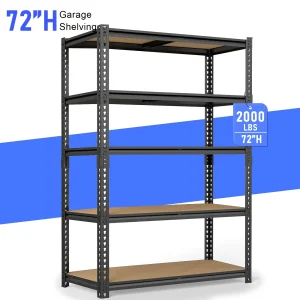 Heavy-Duty Industrial Metal Storage Shelves 72"H,