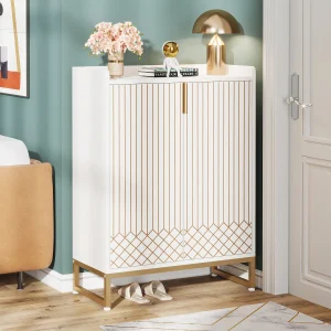 Tribesigns White Shoe Cabinets , 5-Tier Shoe Rack,